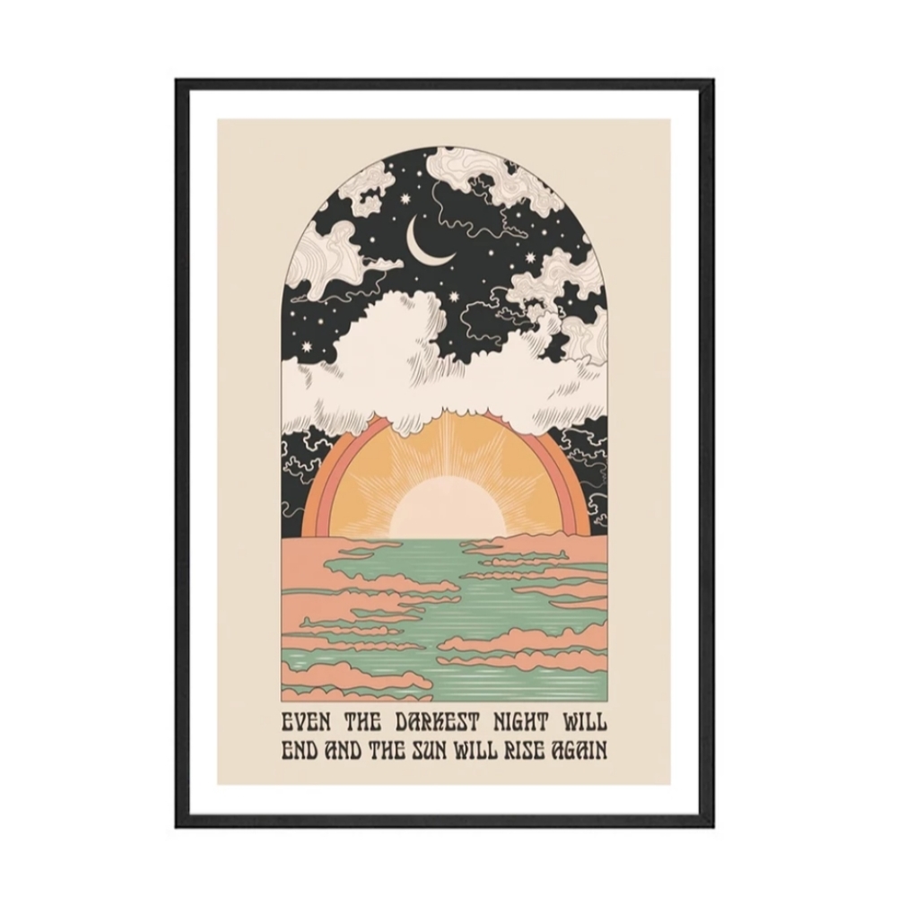 "Sun will rise again" sunrise scene giclee print